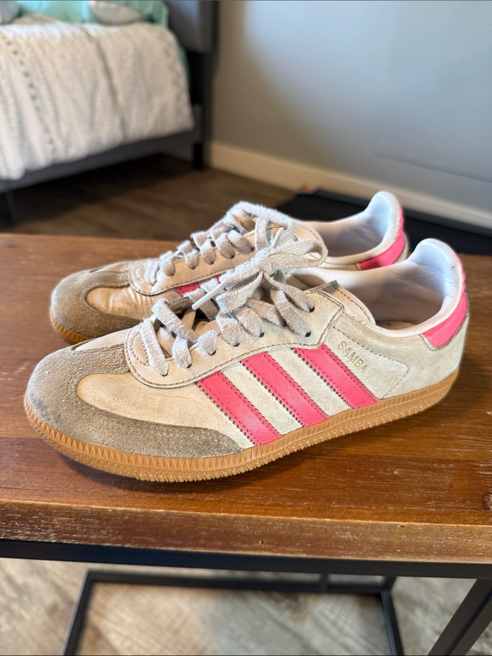 adidas Kids Samba Suede Sneakers - Pink & white